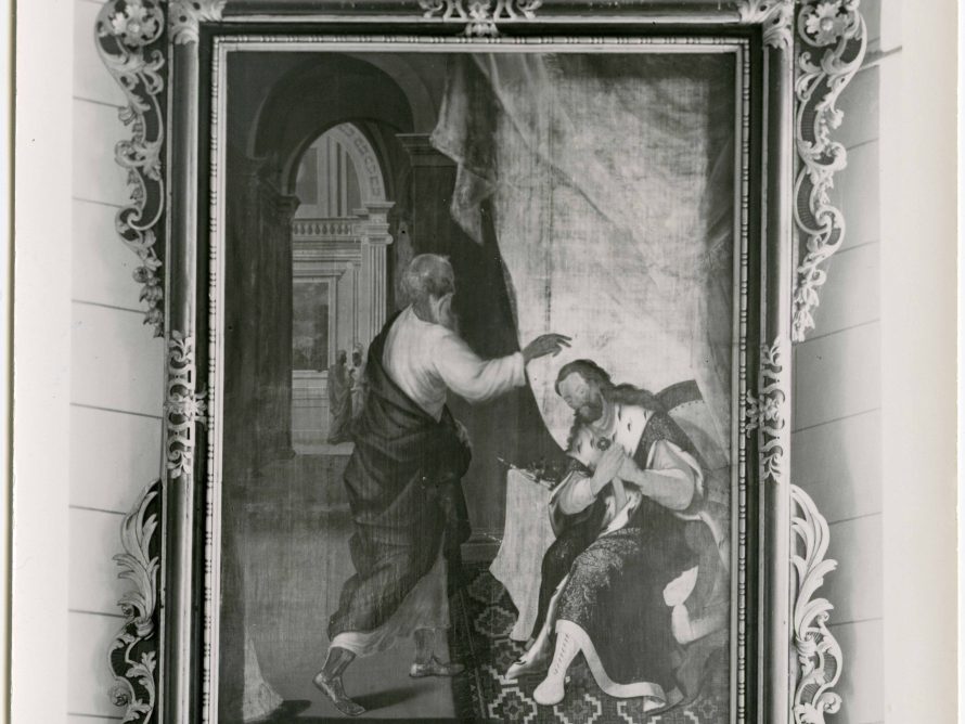 B-56-30, Narva. Saksa Luteriusu Jaani kirik. Maal kooriruumis, pildiraam - Quirinus Rabe, 1738