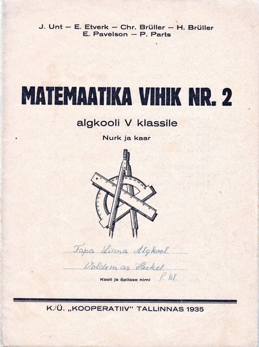 Matemaatika vihik nr. 2. Nurk ja kaar. 1935. Narva Muuseumi kogust
